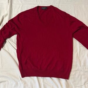 Brooks Brothers V-Neck Sweater in Rich Red